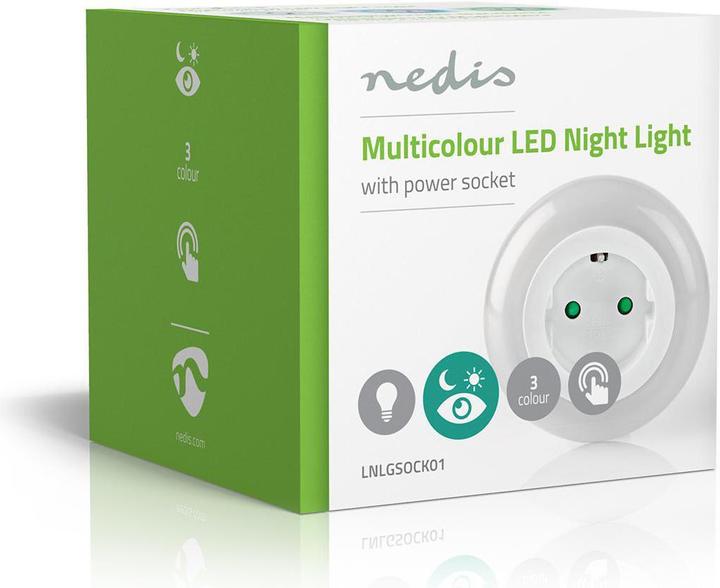 Productafbeelding Nedis Plug-In LED Nachtlamp | Dag/Nacht Sensor | 3680 W | 10 lm | Blauw / Groen / Wit