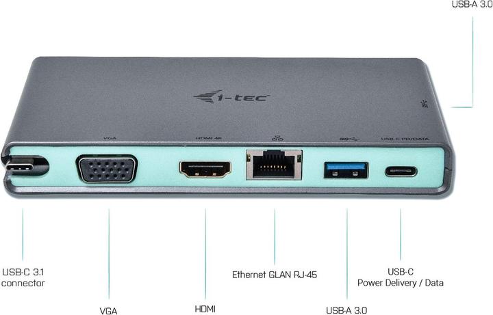 Produktbild i-tec USB-C 4K Travel Dock (USB-A, USB-C, 2 Ports)