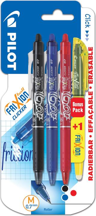 Pilot FriXion Clicker + Light free of charge (Multicoloured, 4 x)