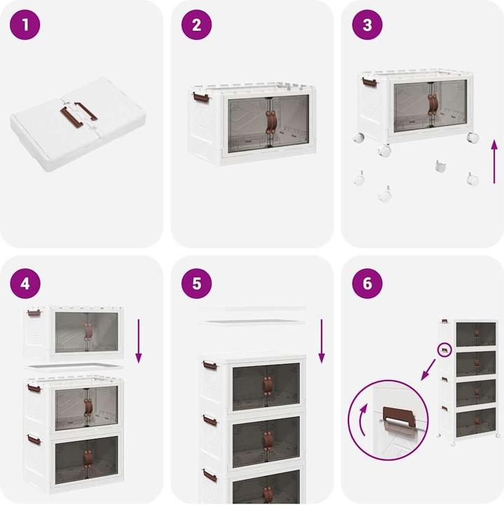 Actual product image VidaXL Storage box with wheels Stackable 4-tier 75L 65 x 40 x 145cm (75 l)