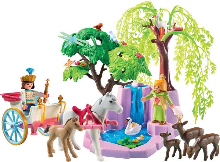 Produktbild Playmobil Prinz und Prinzessin mit Kutsche und Wasserfall (5021, Playmobil Princess)