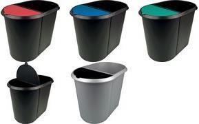 Immagine prodotto Helit Cestino per carta straccia "doppio", ovale, PE, nero/verde (29 l)
