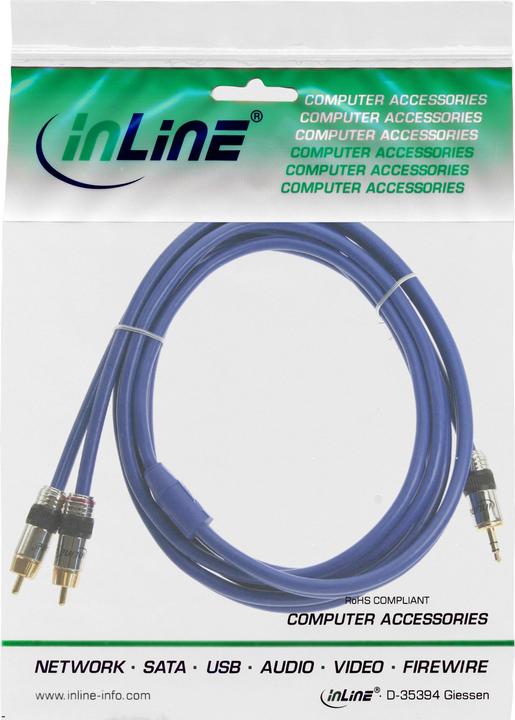Actual product image InLine Cinch/jack cable, 2x Cinch to 3,5mm jack (0.50 m, 3.5mm jack (AUX), Cinch)