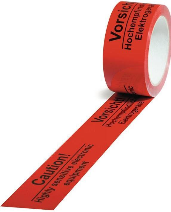 Produktbild Transpak Warnklebeband PP Empfindliche Elektrogeräte Länge 66 m, Breite 50 mm rot (50 mm)