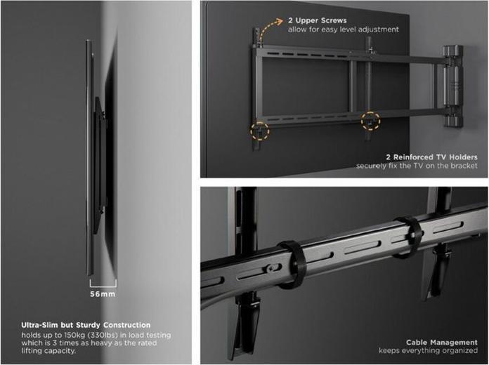 Produktbild equip 152,4cm 60Zoll-254cm 100Zoll Fixed Curved TV Wall Mount Bracket (Wand, 100", 100 kg)