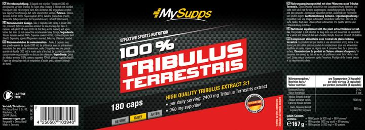 Image du produit My Supps 100% Tribulus Terrestris (180 pièce(s), Capsules, 167 g)