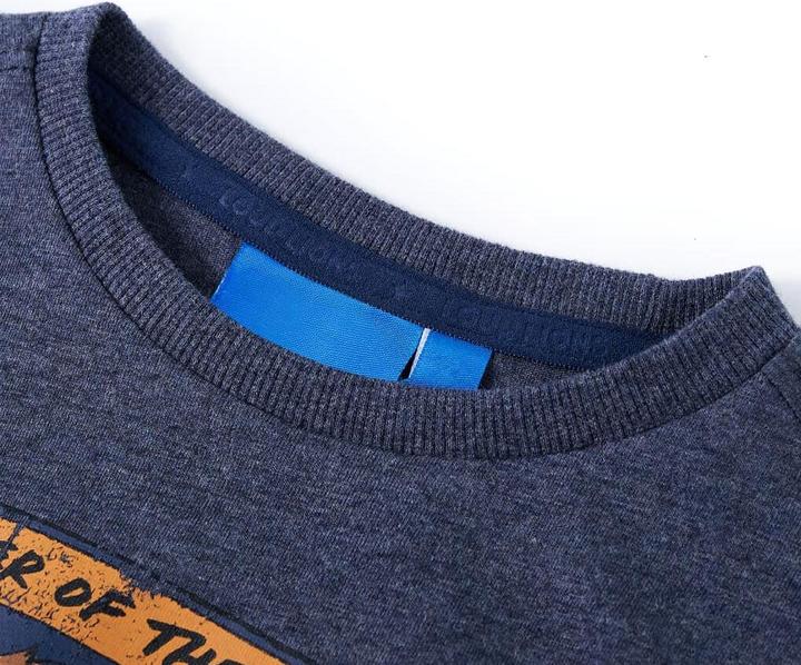 Actual product image VidaXL Children's long-sleeved shirt dark blue melange 116,Material: 100 (116)