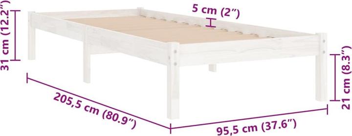 Produktbild VidaXL Bett Extra Lang ohne Matratze 90x220 (90 x 220 cm)