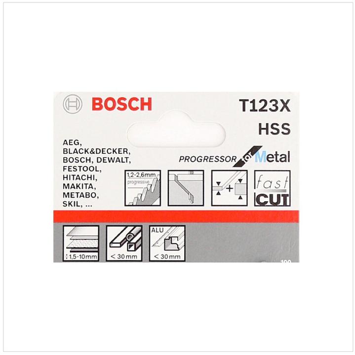 Immagine prodotto Bosch Professional Zubehör Lama per seghetto alternativo PRO Metal spessa e sottile T123XF, 100 mm, 5 pezzi.