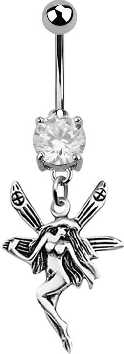 Image du produit Star Piercing Banane argent avec pendentif fée argent (Acier chirurgical 316L, sans laiton, Argent sterling 925)