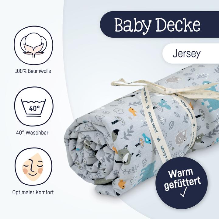 Actual product image Julius Zöllner Blanket jersey lined 70/100, Smart Friends (70 x 100 cm)