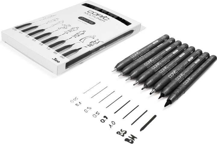 Produktbild Copic Multiliner Set schwarz, 8 Stück (Schwarz, 8 x)