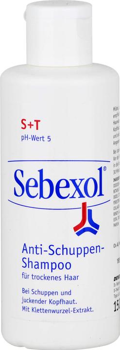 Produktbild Sebexol S+T Shampoo Anti-Schuppen für trockenes Haar, 150 ml Shampoo (150 ml, Flüssiges Shampoo)