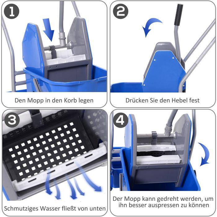 Actual product image Swisshandel24 Putzwagen Reinigungswagen Fahreimer Putzeimer 25 Liter mit 4 Rollen Blau (1 pcs.)