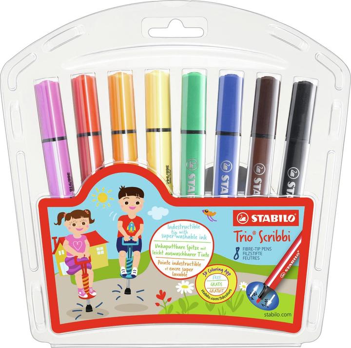 Produktbild STABILO Trio Scribbi Gefederter Dreikant-Filzstift (Mehrfarbig, 8 x)