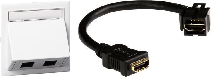 Produktbild Schneider Electric Multimedia Kit HDMI Kabel und Abdeckung schräg ws RAL 9016 Typ: CYB-KIT HDMI INS60510 (Kabeldurchlass, 5 cm)