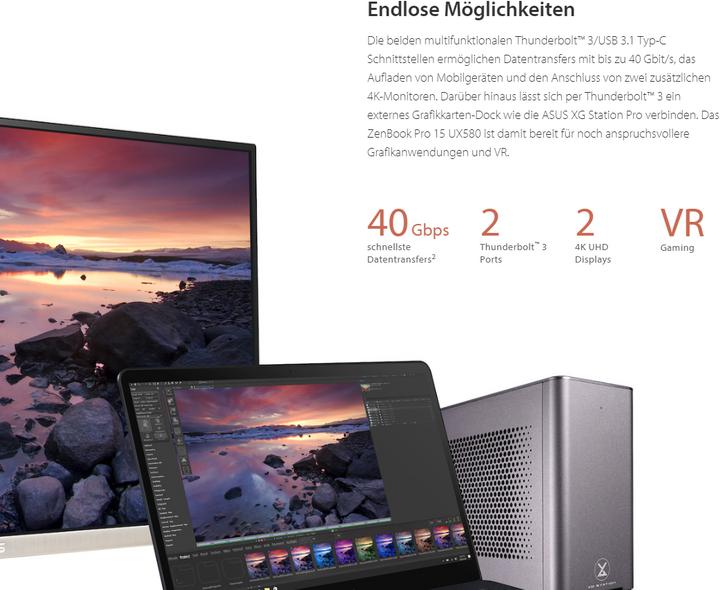 Image du produit ASUS ZenBook Pro 15 UX580GD-BN008T (15.60", Intel Core i7 8750H, 16 Go, 512 Go, CH)