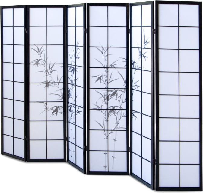 Actual product image Homestyle4u 6pcs Paravent Room Divider Bamboo Pattern Black