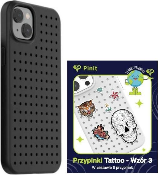 Immagine prodotto Pinifit Zestaw Etui Pinit Dynamic + Tattoo Pin iPhone 14 6.1" czarny/nero wzór 3 (Apple iPhone 14, Apple iPhone 13)