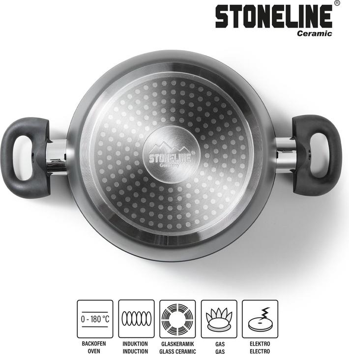 Produktbild Stoneline CERAMIC Kochgeschirr-Set, 6-tlg. mit Glasdeckeln (20 cm, Pfannenset + Topfset, Aluminium)