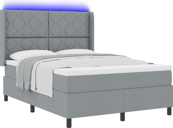 Produktbild VidaXL LED Boxspringbett mit Matratze Hellgrau 160x200 cm Stoff (160 x 200 cm, Federkern)