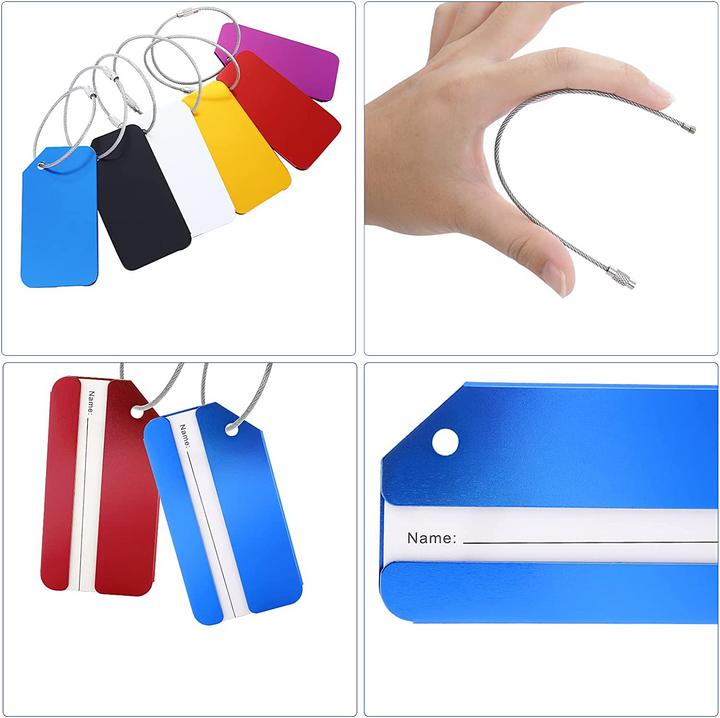 Actual product image Noya Aluminium Kofferanhänger Gepäck-Etiketten Luggage Tag mit Adressschild - Bunt 8er Set (Locks & Trailers)