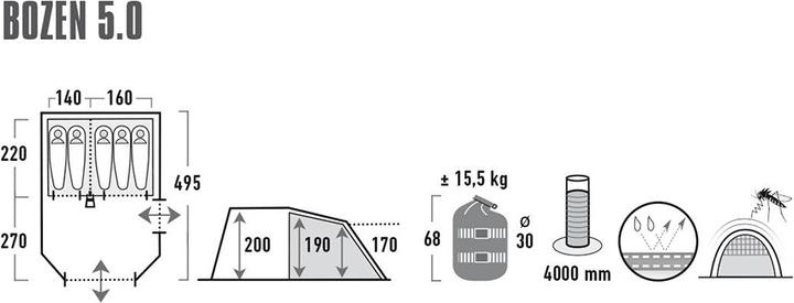 Image du produit High Peak Boxen 5.0 (Tente tunnel, 0.02 kg, 5 personnes)
