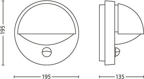 Actual product image Philips myGarden IR ES wall lamp June 42W, gray, motion detector (E27, IP44)