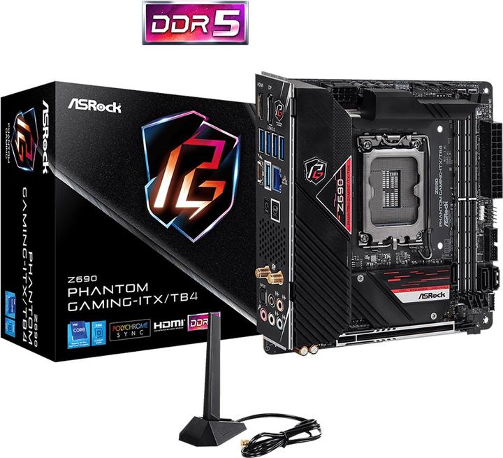 Image du produit AsRock Z690 Phantom Gaming-ITX/TB4 (LGA 1700, Intel Z690 (DDR5), Mini-ITX)