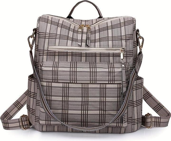 Produktbild Only-Bags.Store Retro Rucksack Handtasche, Boho Strap Zwei-Wege-Umhängetasche, Mode Vegan Leder Schultasche Daypack