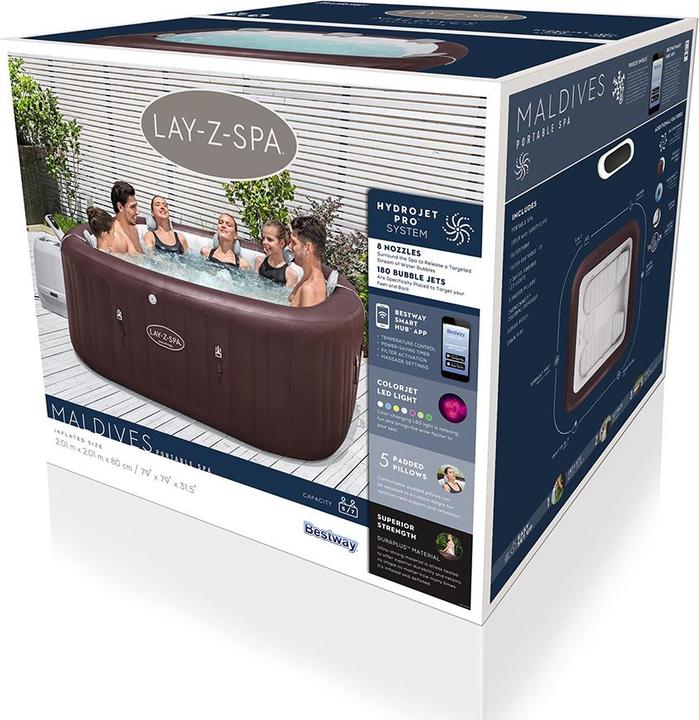 Image du produit Bestway Lay-Z-Spa Maldives Hydrojet Pro 201x201x80cm (7 pers.)
