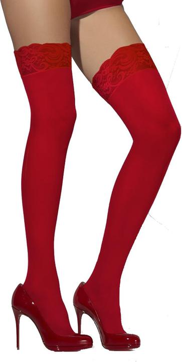 Actual product image Smiffys Stockings with lace top red (One size)