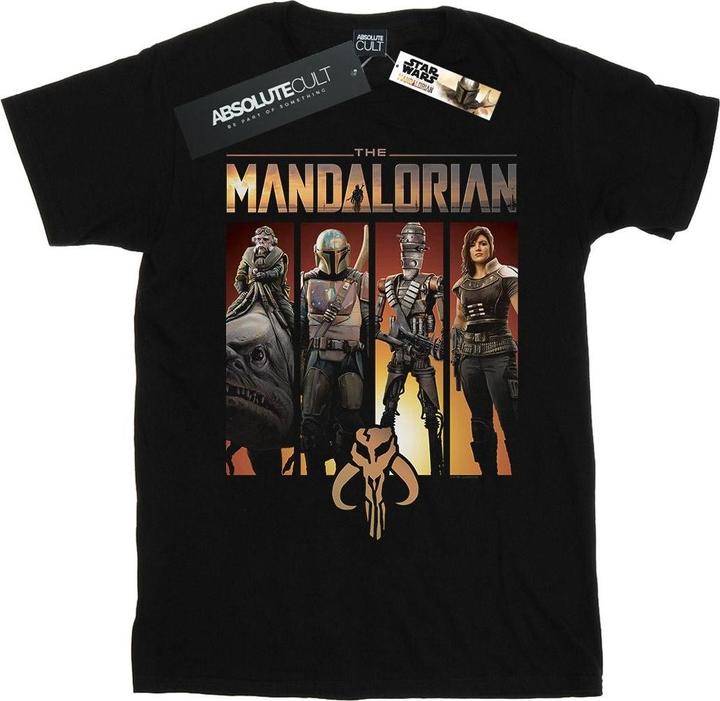 Actual product image Star Wars Womens/Ladies The Mandalorian Character Lineup Cotton Boyfriend T-Shirt (4XL)