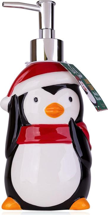 Accentra Seifenspender mit Flüssigseife PINGUIN aus Keramik, Duft: Winter Berries (Dispositivo, 350 ml)