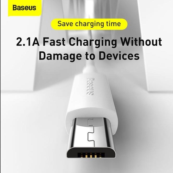 Actual product image Baseus Simple Wisdom Data Cable Kit USB to Micro 2.1A (2PCS/Set) 1.5m White (1.50 m)