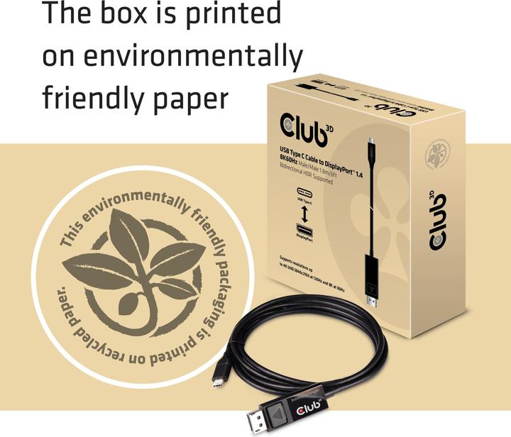 Actual product image Club 3D USB Typ C — DisplayPort (USB-C, 180 cm)