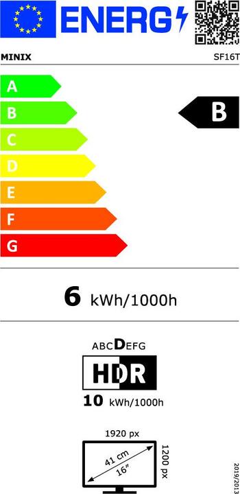 Label énergétique Minix SF16T Touch (1920 x 1200 pixels, 16")