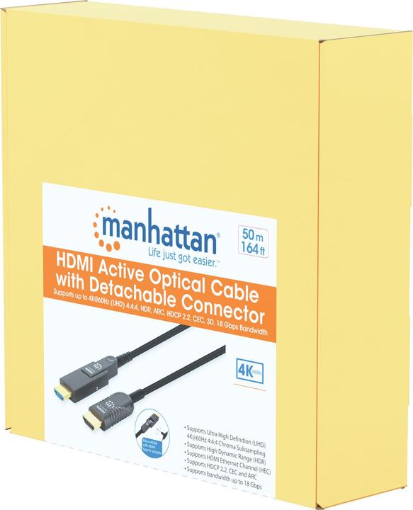 Actual product image Manhattan Active High Speed HDMI Optical Fiber Cable with Detachable Connector (50 m, HDMI)