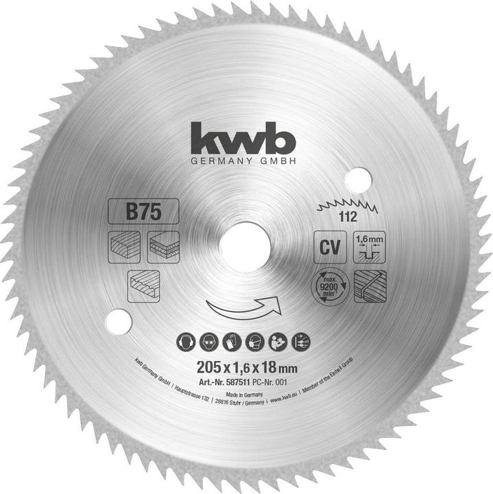 Productafbeelding kwb 587511 Cirkelzaagblad 205 x 18mm 1pc.