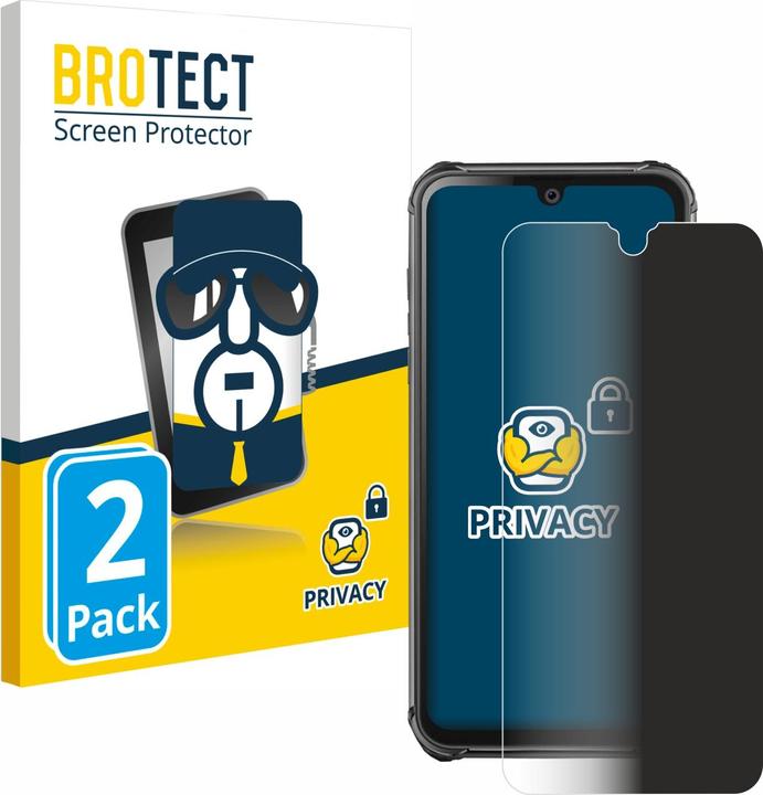 Productafbeelding BROTECT Anti-spionnetje privacyfolie Beschermfolie tegen blauw licht (2 Stuk, Blackview BV9800 Pro)