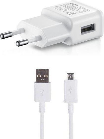 Image du produit Samsung EP-TA200EWE + ECB-DU4EWE Chargeur de voyage 15W + câble de données microUSB blanc (OOB Bulk) (15 W)