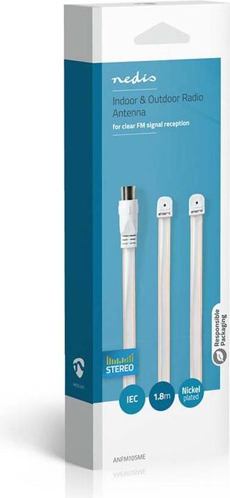 Immagine prodotto Nedis Antenna FM per interni ed esterni 87,5-108 MHz Al (Cavi antenna)