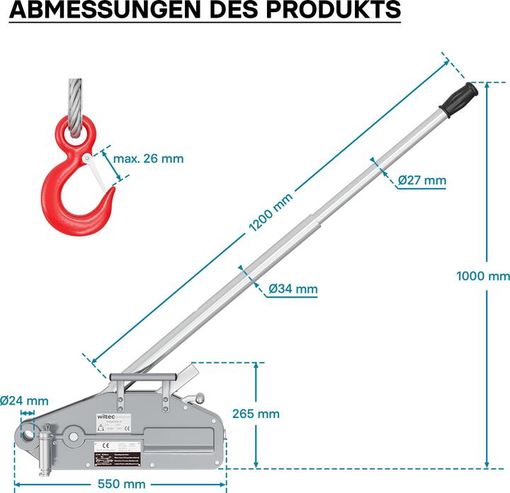 Image du produit Wiltec Treuil à câble
