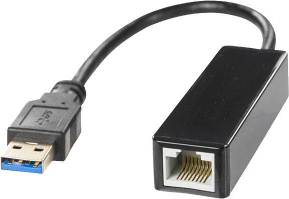 Deltaco Hub 1xRJ45, 1xUSB 3.0, black (USB, RJ45 (1x))