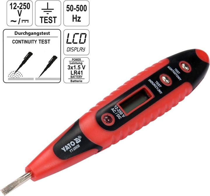 Immagine prodotto Yato Tester di tensione 12-250 V Display LCD