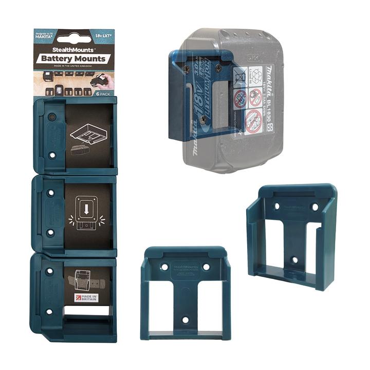 StealthMounts BM-MK18-BLU-6 Blaue Batteriehalter für Makita 18v (6er Set)