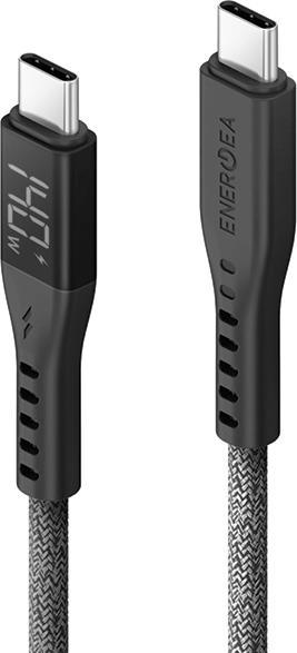 Actual product image Energea cable Flow USB-C - USB-C Digital Display 1.5m czarny/black 240W 5A PD Fast Charge (1.50 m, USB 2.0, 240 W)