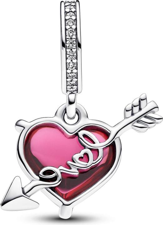 Produktbild Pandora Rotes Herz & Pfeil Murano Glas Charm (Silber 925)