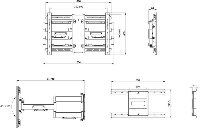 Image du produit Multibrackets M Bras flexible universel Pro Super Duty Plus (Mur, 110", 125 kg)