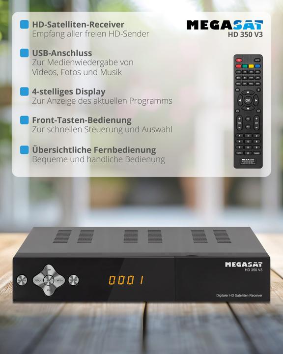 Produktbild Megasat HD 350 V3 - Satelliten-TV-Empfänger (4000 GB, DVB-S, DVB-S2)